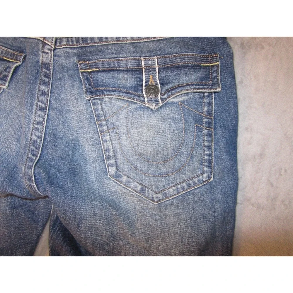 True Religion Mens Ricky Flap‎ Denim Shorts Medium Wash Blue Size 34 Horseshoe